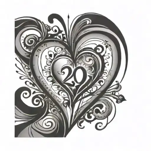 a heart in the middle with the numbers 2005 2007 2009 2011 in a circle  tattoo design idea