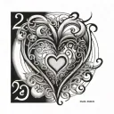 a heart in the middle with the numbers 2005 2007 2009 2011 in a circle  tattoo design idea