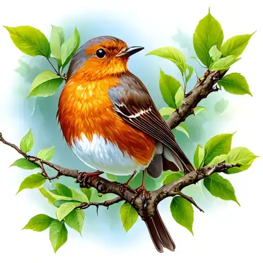 robin bird branch looking tattoo design idea