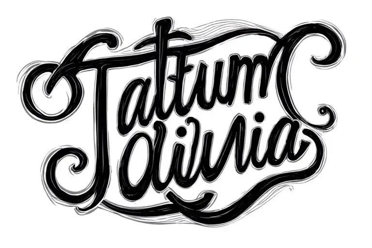 "Tatum Olivia" cursive curved traditional text tattoo design idea