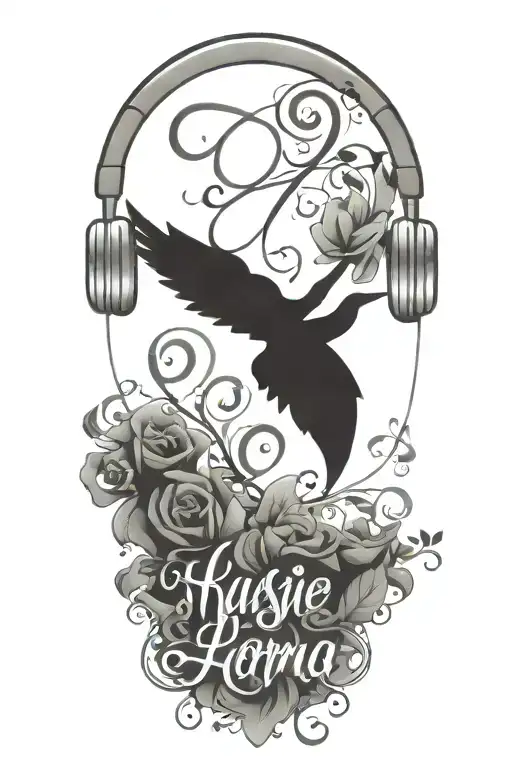 Music, Love, Karma Inspired design with Quote "HOPE tattoo design idea