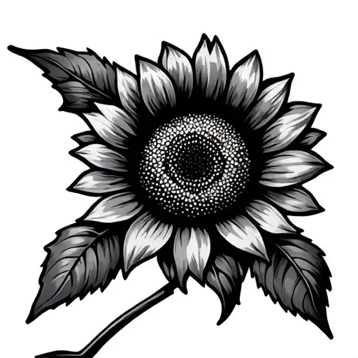 tooled leather sunflower tattoo design idea