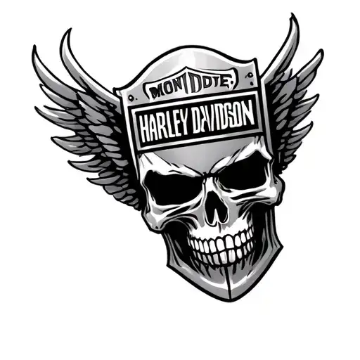 Harley Davidson shield with scull tattoo design idea