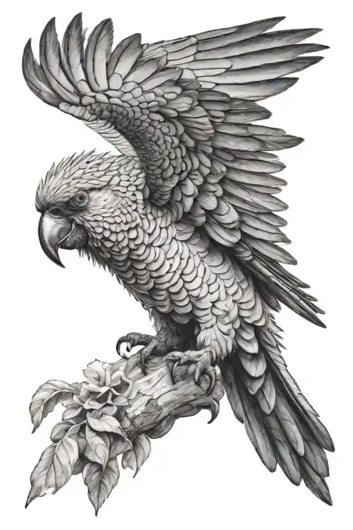 black cockatoo flying tattoo design idea