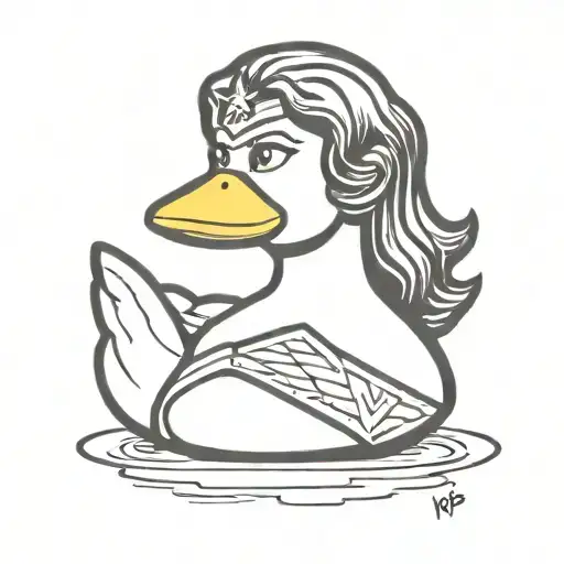 Wonder Woman rubber duck sitting tattoo design idea