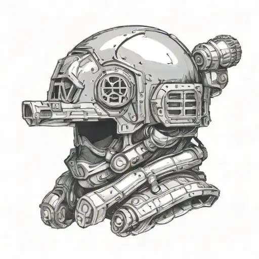 a helldivers helmet from helldivers two the game tattoo design idea
