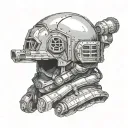 a helldivers helmet from helldivers two the game tattoo design idea