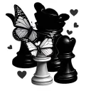 unique 3 sister tattoo with either butterflies, hearts and chess pieces that we can each have individually  tattoo design idea