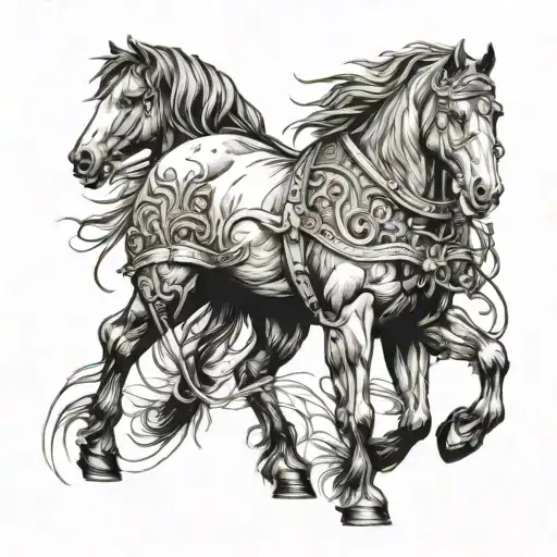 draft horse dark art tattoo tattoo design idea