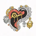Libra Sagittarius heart shaped lock tattoo design idea