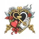 Libra Sagittarius heart shaped lock tattoo design idea