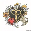 Libra Sagittarius heart shaped lock tattoo design idea