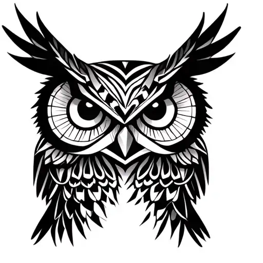 Owl Geometric whole body tattoo design idea