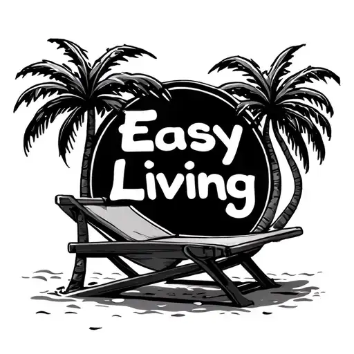 beach chair palm tree "Easy Living" tattoo design idea