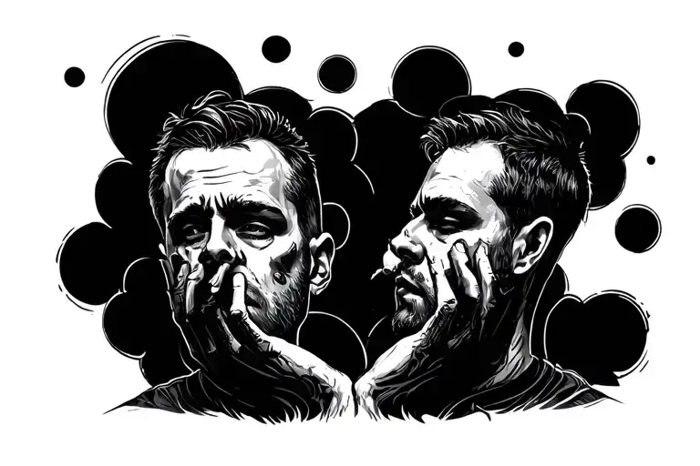 anxiety and overthinking man tattoo design idea