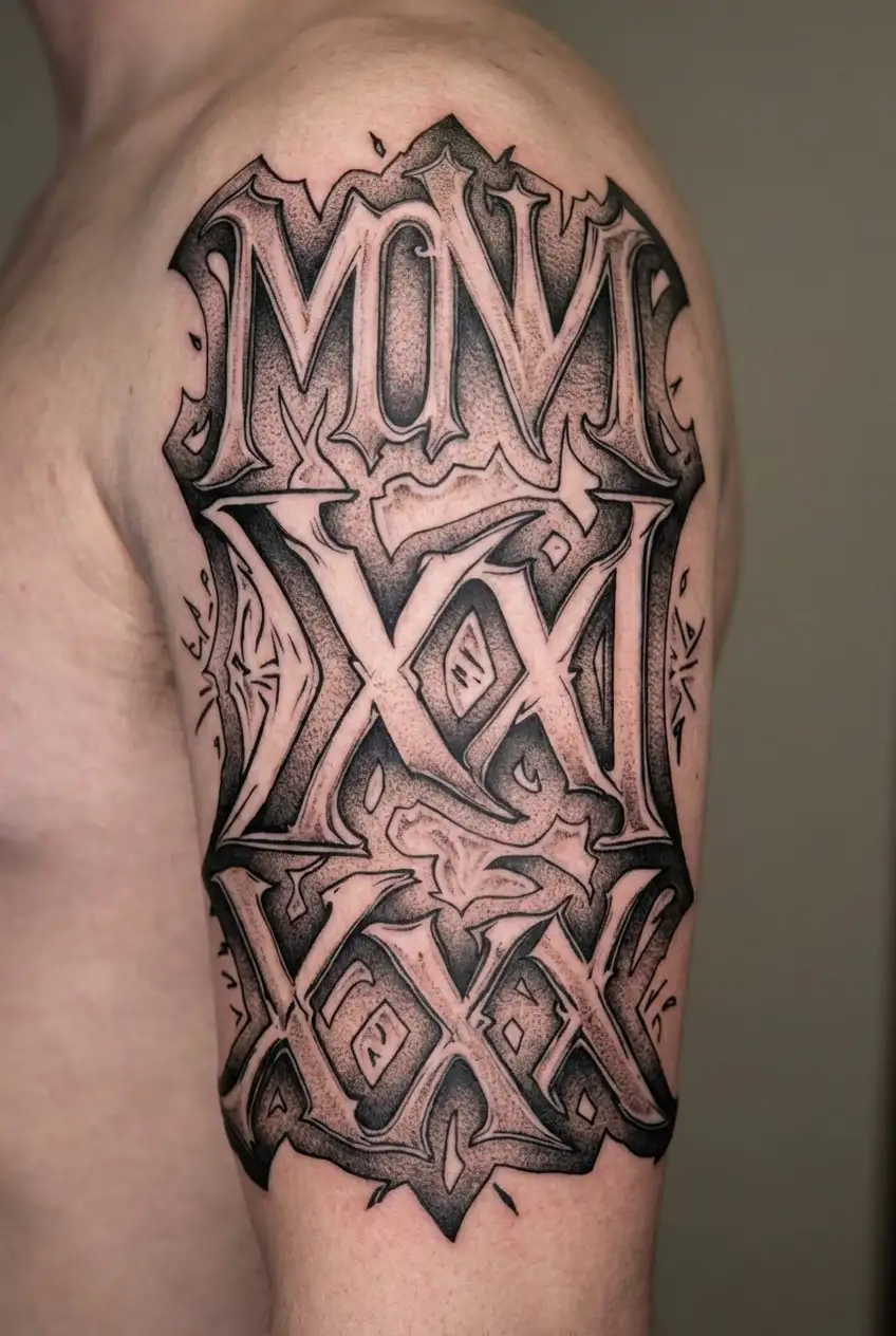 "MMXXII-XI-XXX" roman numbers tattoo design idea