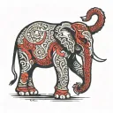 red elephant walking trunk up tattoo design idea