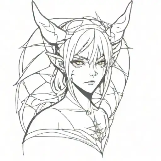 anime gothic with demon tattoo design idea