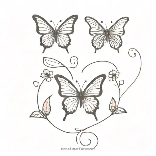 butterflies and flowers mother an daughter matching tattoo design idea