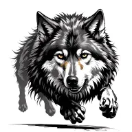 running wolf full body tattoo design idea