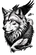 Wolf, lion, hawk and eagle tattoo design idea