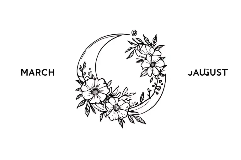 march july august january birth flowers and a moon witchy vibes tattoo design idea