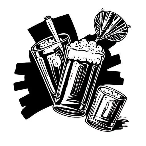3 dartpins and redneck drink beer tattoo design idea