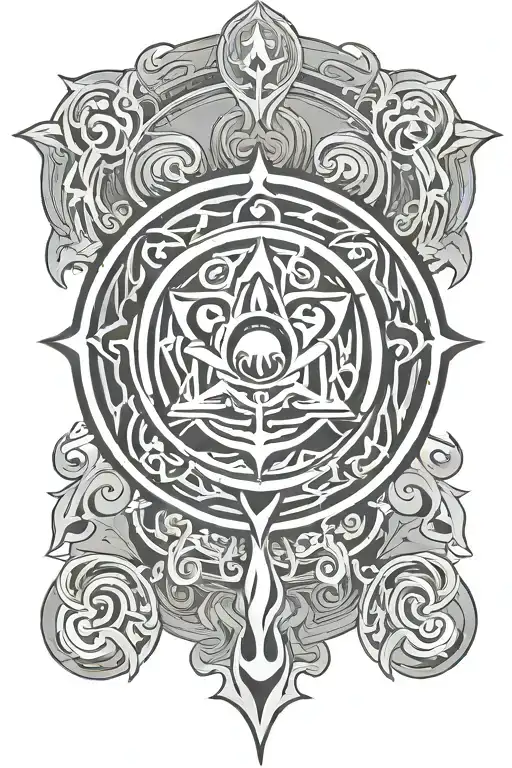 air nation symbol from avatar with Buddhist style tattoo tattoo design idea