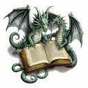 two dragons reading a book open tattoo design idea