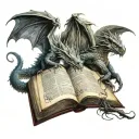 two dragons reading a book open tattoo design idea