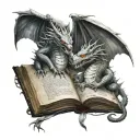 two dragons reading a book open tattoo design idea