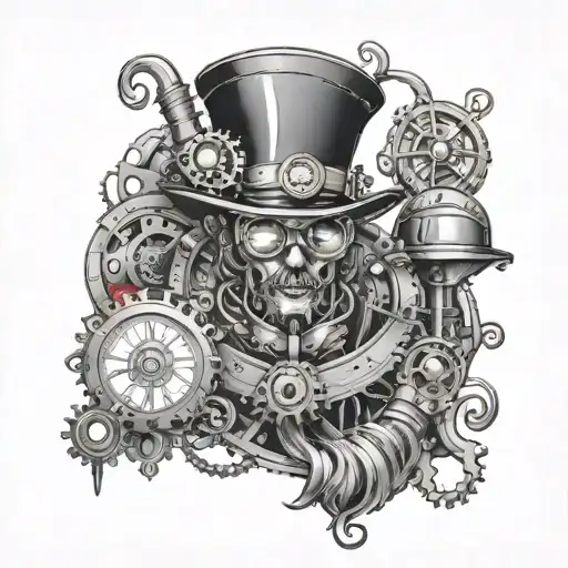 steampunk arcane tattoo design idea