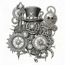 steampunk arcane tattoo design idea