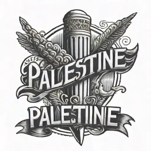 word palestine and kebab tattoo design idea
