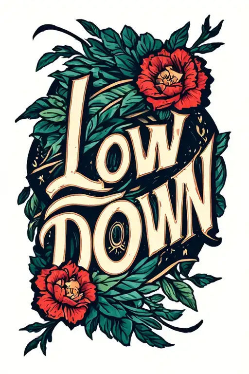 the words "Low Down"  tattoo design idea
