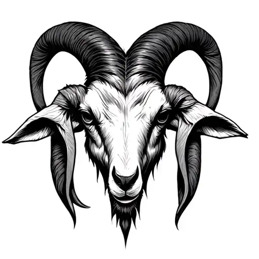 severed goat head 666 symbols incorporated tattoo design idea