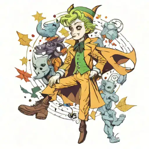 A fusion of The Little Prince and the joker characters in a unique and creative way, blending elements of realism and new-school styles tattoo design idea