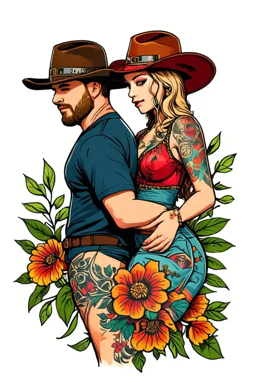 couple tattoo inspired by Luke combs beautiful crazy tattoo design idea