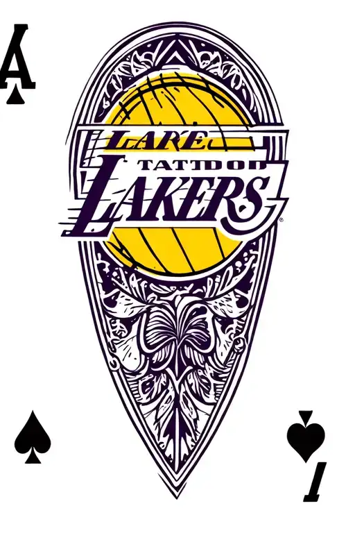 ace playing card and la Lakers logo incorporated tattoo design idea