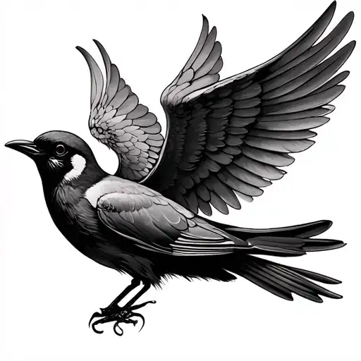 seeking shelter under bird wing tattoo design idea