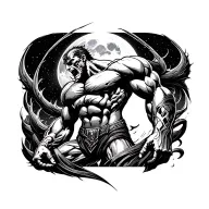 Titan Atlas Under Full Moon tattoo design idea