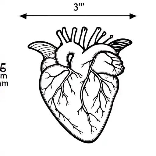 3cm anatomical heart fused with a small fine line 2cm butterfly tattoo design idea