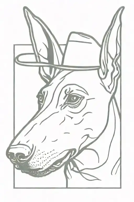 doberman with floppy ears with cowboy hat tattoo design idea