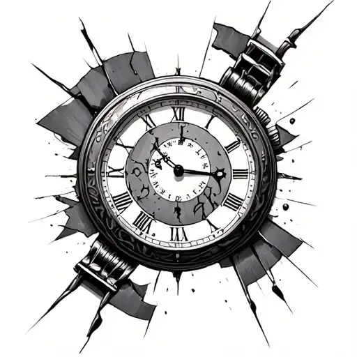 old broken watch face plate tattoo featuring tattoo design idea
