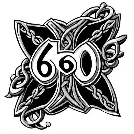 maltese cross and celtic design and the number 60 tattoo design idea