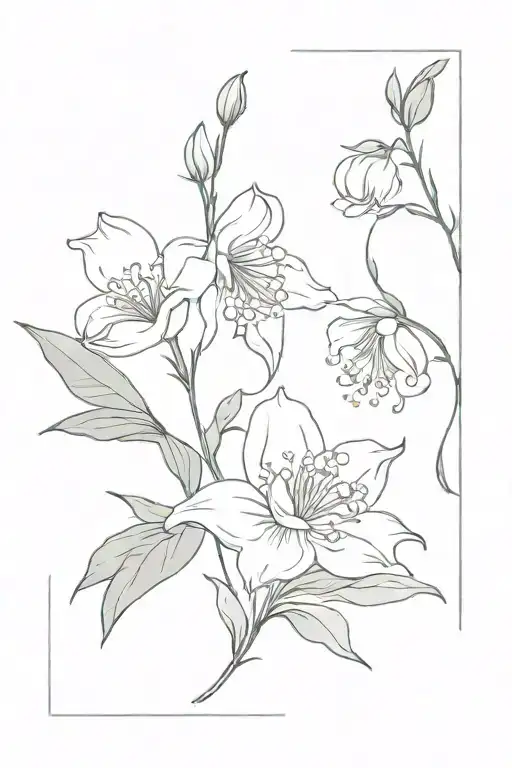 two lily of the valley and hawthorn with one chrysanthemum and peony tattoo design idea