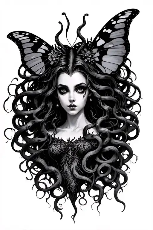 Poison Tree Medusa Butterfly Maleficent tattoo design idea