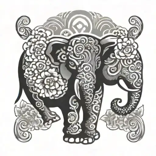 japanese pattern elephant head tattoo design idea