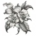 cattleya flower with vines tattoo design idea
