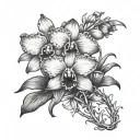 cattleya flower with vines tattoo design idea